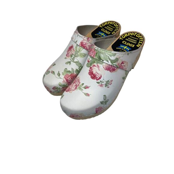 Swedish Torpatoffeln Floral Cottage Core Wooden Clogs Womens EU 42 US 10.5 - Picture 14 of 16